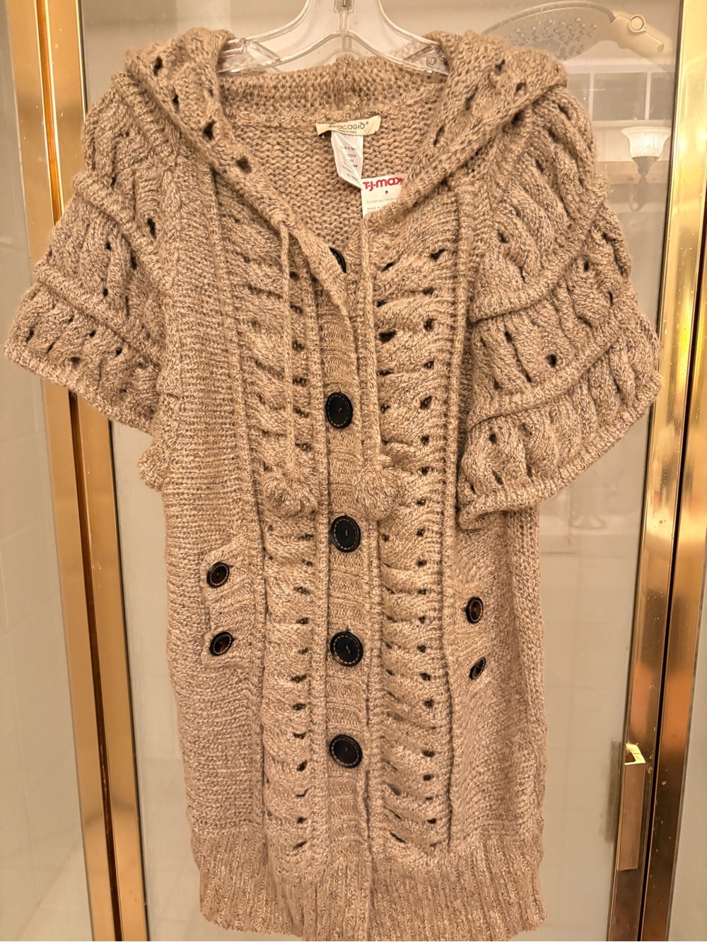 NWT Coochie Crochet Hooded Long Vest